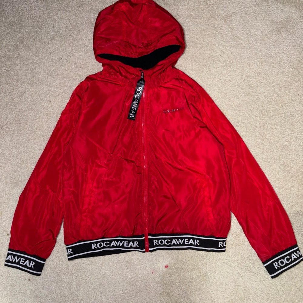 Rocawear Jacket Light Weight Bomber Style Outerwear Womens Size XL Red